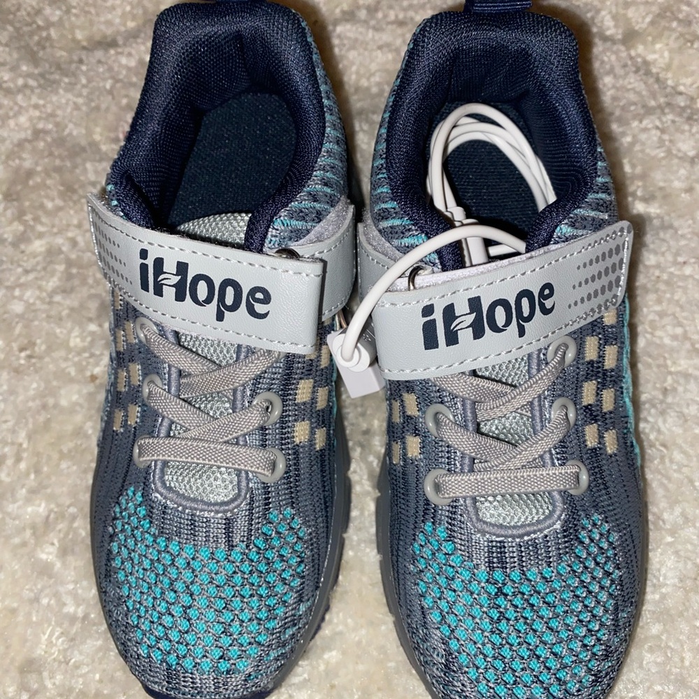 Kids Teal and Gray Sneakers